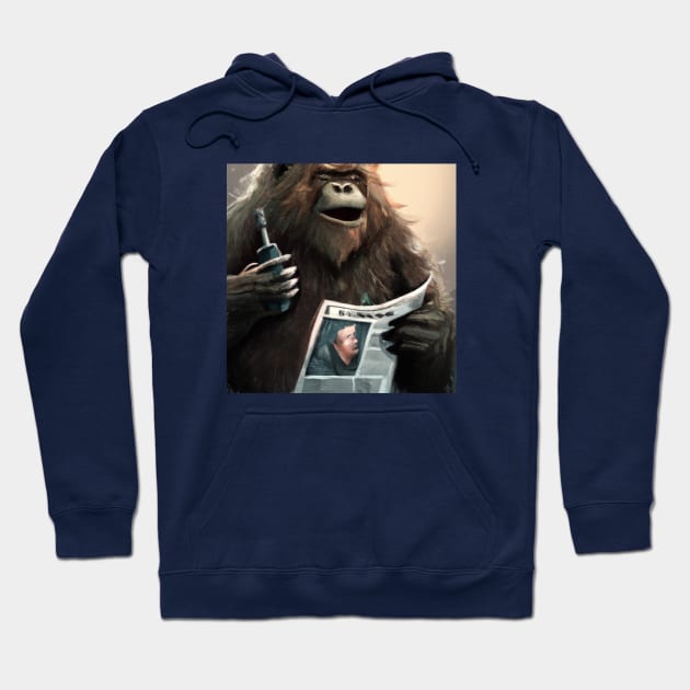 Bigfoot is Vaping While Reading the Newspaper Hoodie by Star Scrunch